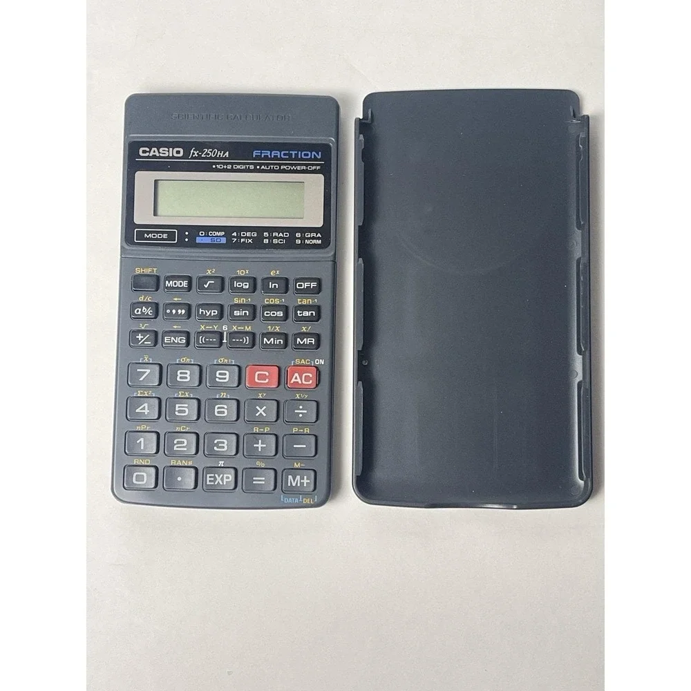 Vintage Casio Fx-250HC Fraction Scientific Calculator With Cover Works!